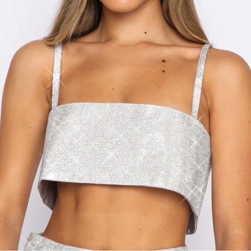White Fox Breath Taking Crop in Silver